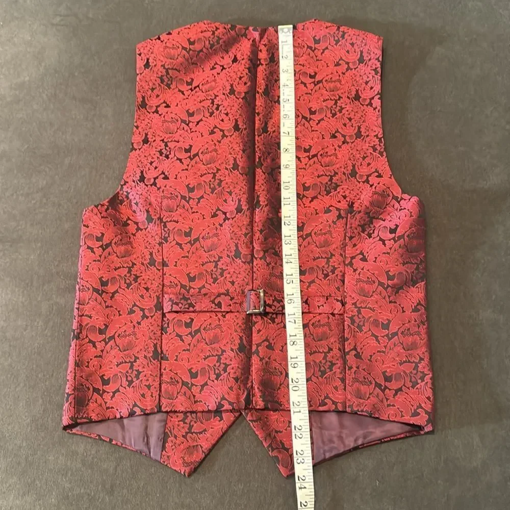 Men’s Boys Burgundy Paisley Slim Fit 3 Piece Tuxedo Size 30 Jacket 29 Pants NWT